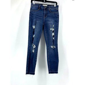 Pac Sun Women's Mid Rise Ankle Jeggings Distressed Skinny Jeans Denim Size 27 W
